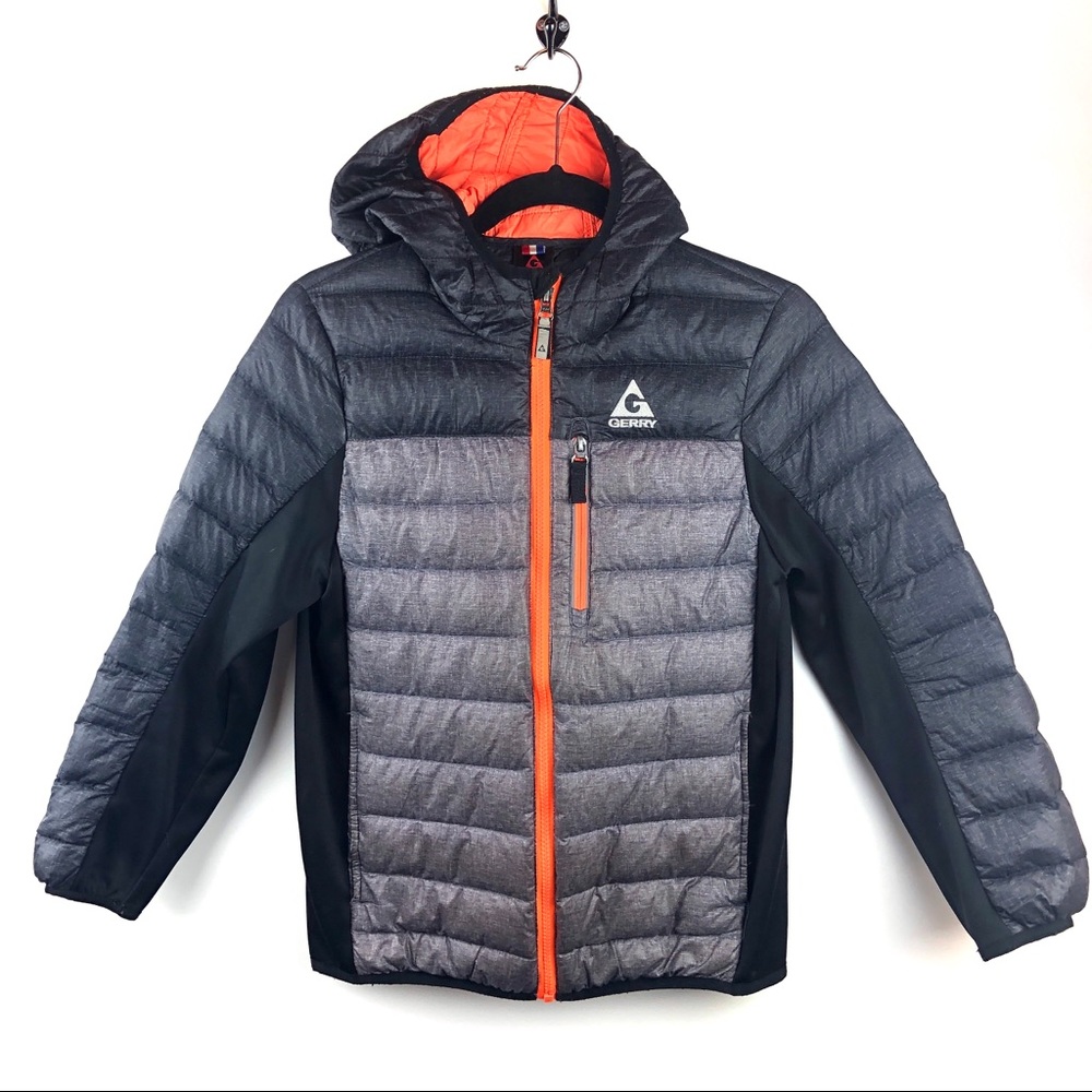 Gerry Youth Hooded Down Jacket Size M 10-12 Grey
